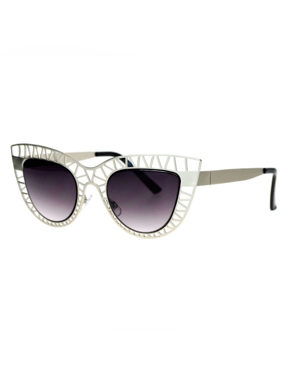 White Geometric Cat Eye Sunglasses - Women Accessories - Picture 4 of 5